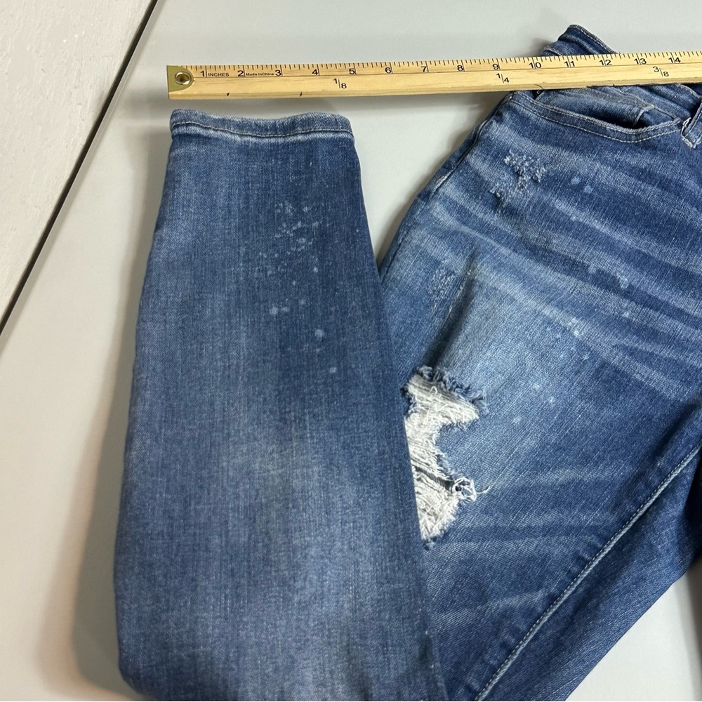 Judy Blue Mid Rise Flattering Fit Destroyed Bleach Splatter Skinny Jeans Size 9 - Picture 9 of 10